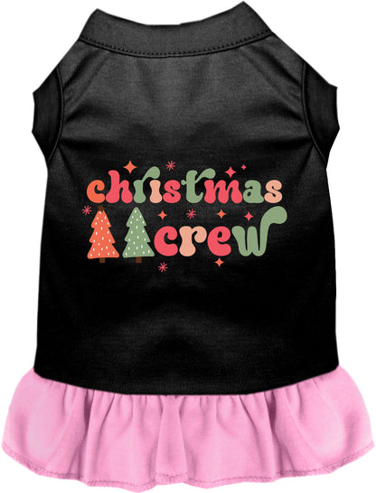 Black and light pink Christmas Crew pet dress with festive design