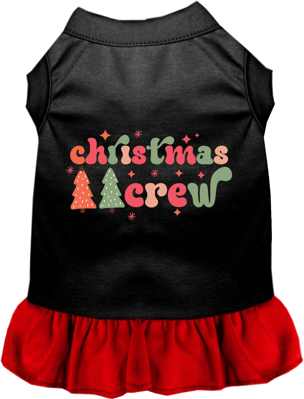 Black and red Christmas Crew pet dress with festive design