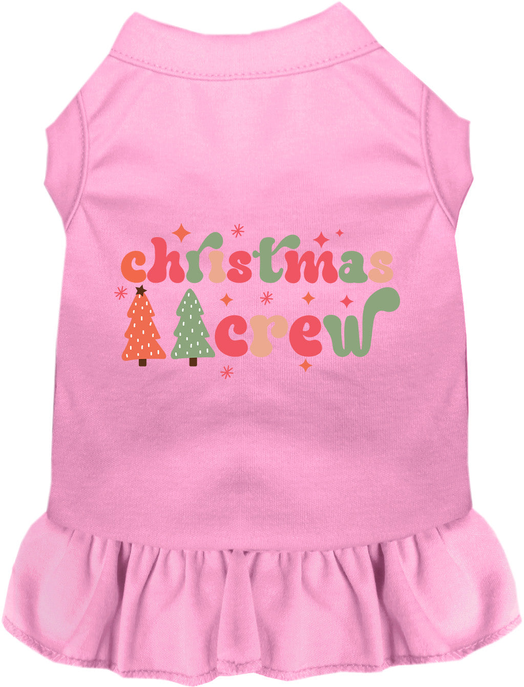 Pink Christmas Crew pet dress with festive design