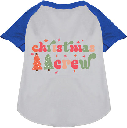 Blue Cutesy Christmas Crew Pet Raglan Shirt
