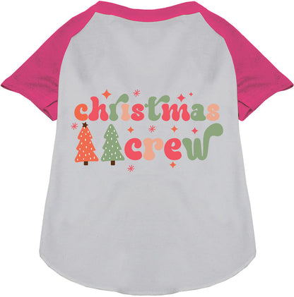 Pink Cutesy Christmas Crew Pet Raglan Shirt