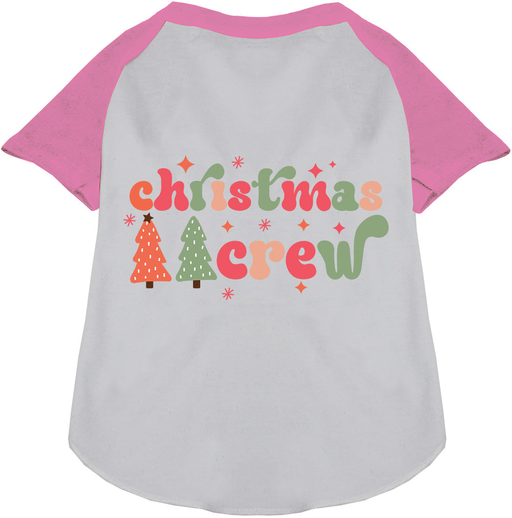 Pink Cutesy Christmas Crew Pet Raglan Shirt