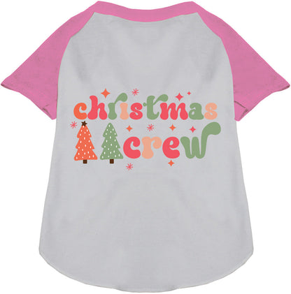 Pink Cutesy Christmas Crew Pet Raglan Shirt
