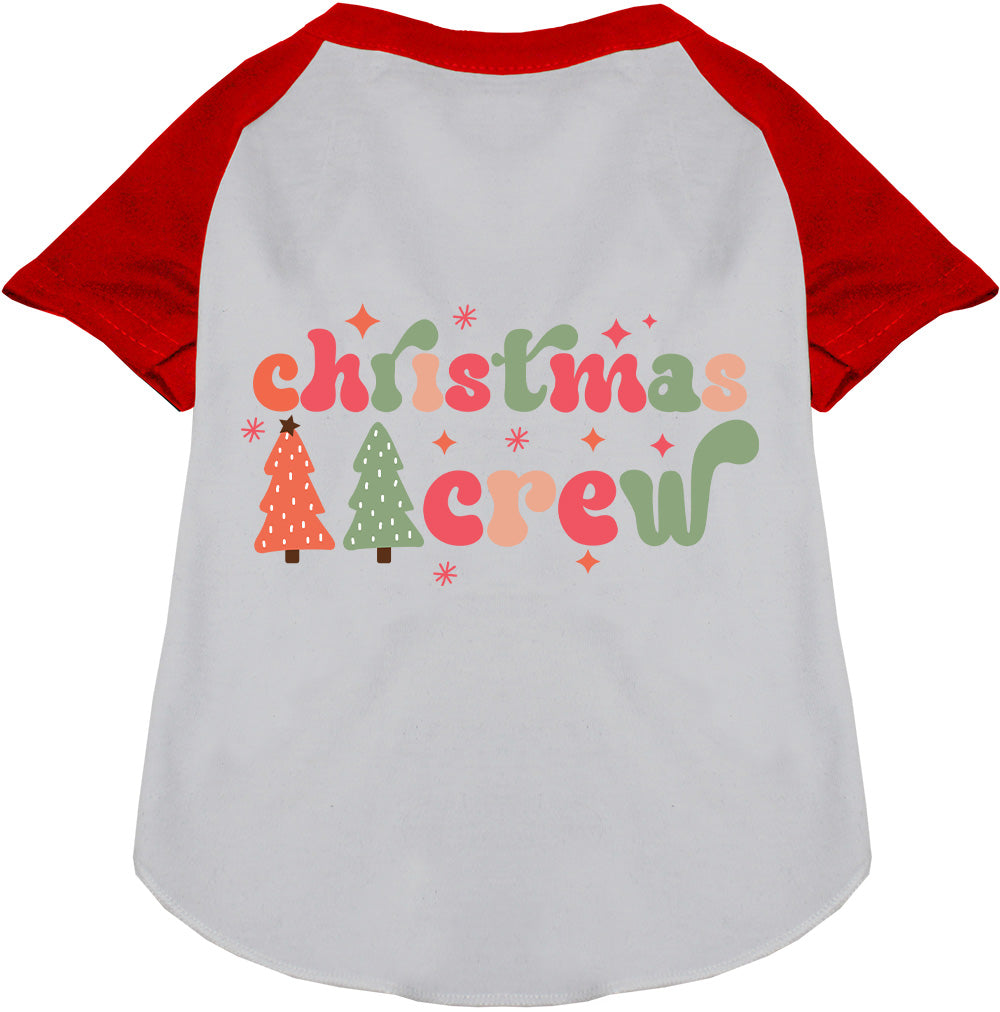 Red Cutesy Christmas Crew Pet Raglan Shirt