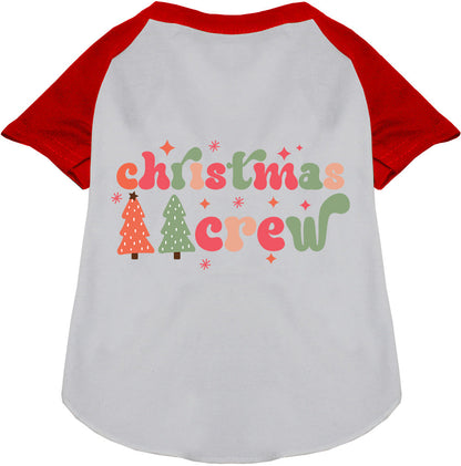 Red Cutesy Christmas Crew Pet Raglan Shirt