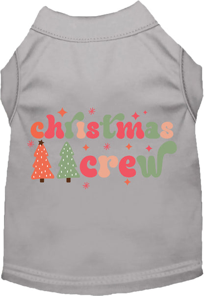 Gray Christmas Crew pet shirt with festive design