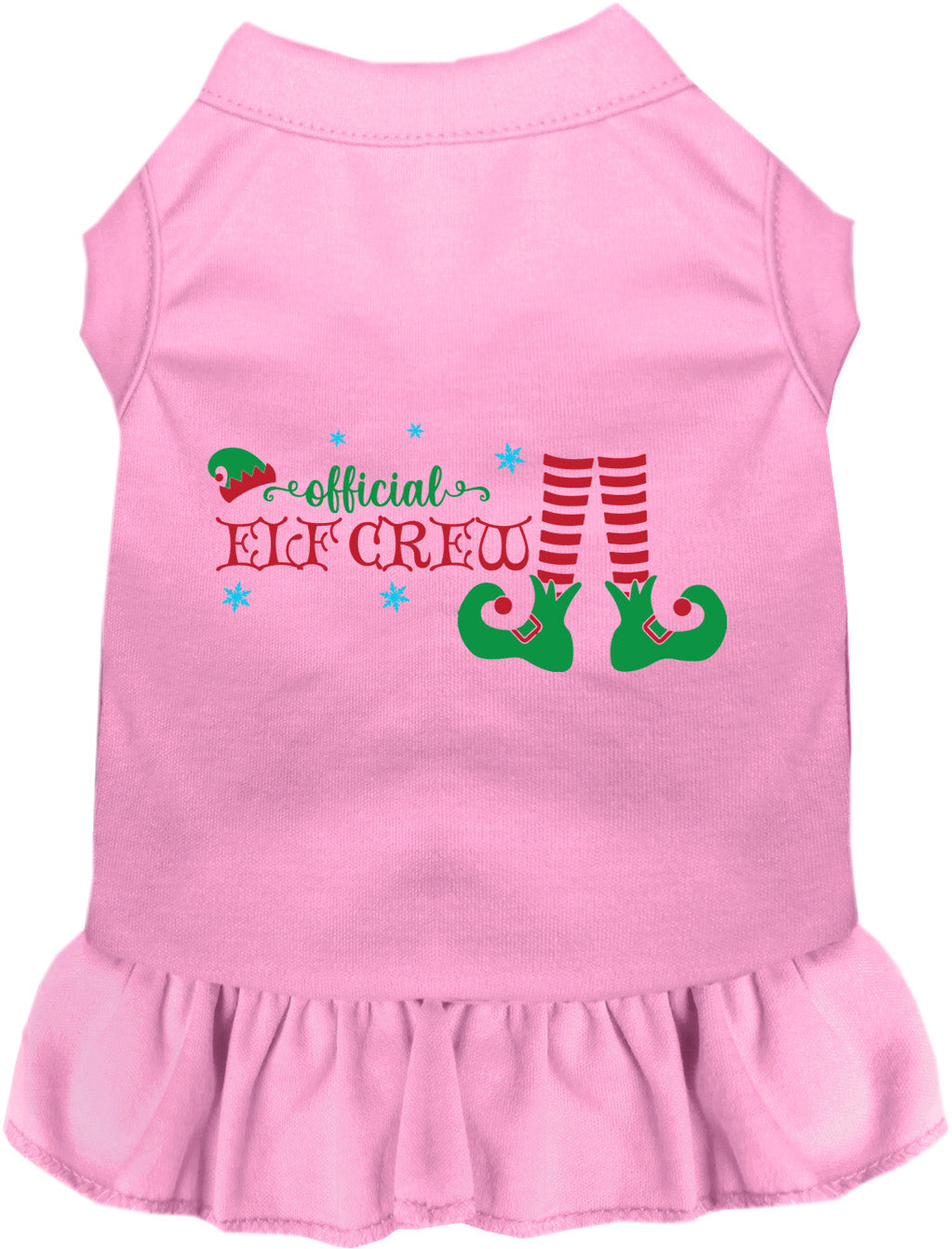 Light pink Elf Crew Pet Dress with ruffled skirt
