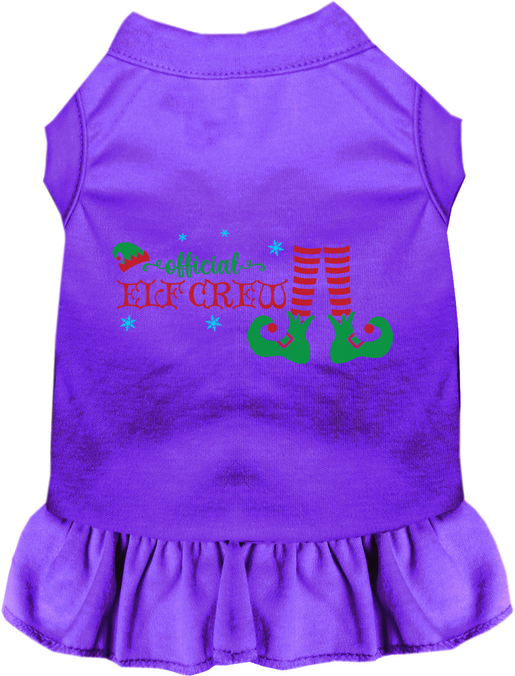Purple Elf Crew Pet Dress with ruffled skirt