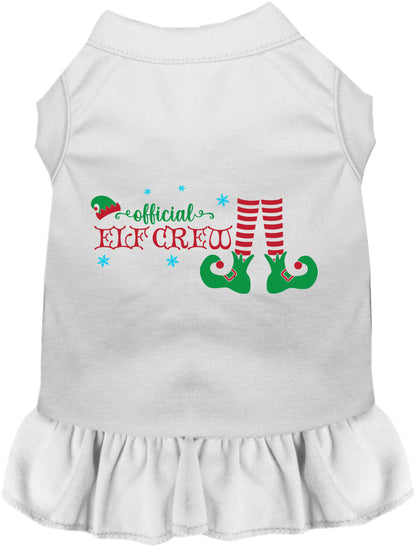 White Elf Crew Pet Dress with ruffled skirt