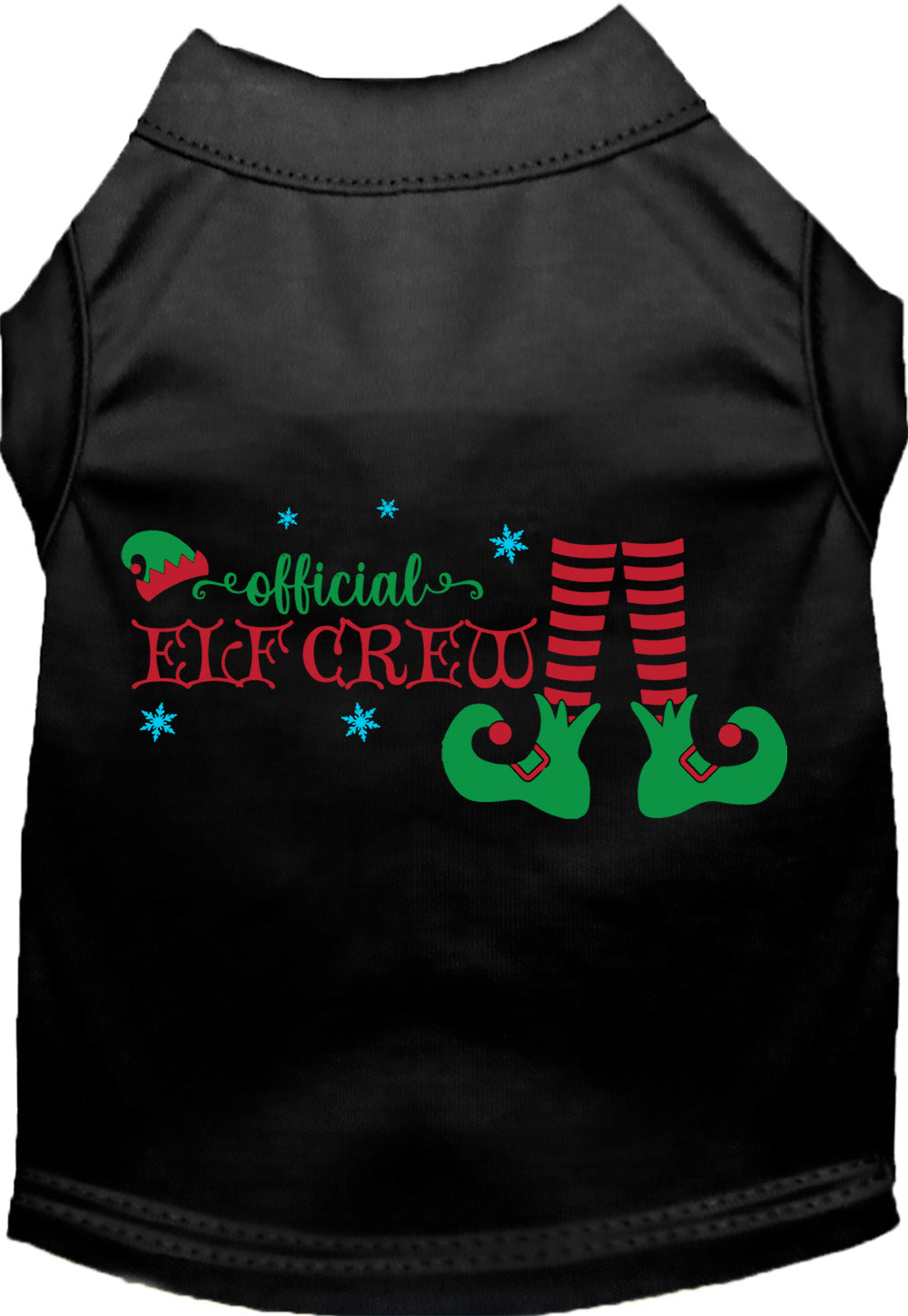 Black Elf Crew Pet Shirt with festive design