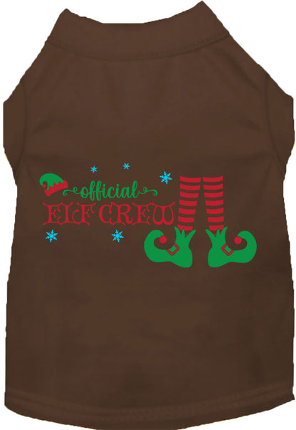Brown Elf Crew Pet Shirt with festive design