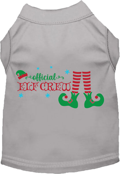 Gray Elf Crew Pet Shirt with festive design