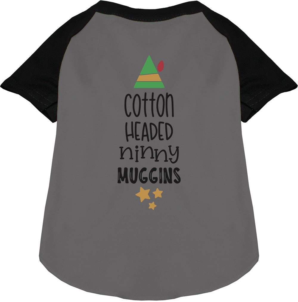 Black Cotton Headed Ninny Muggins pet raglan shirt