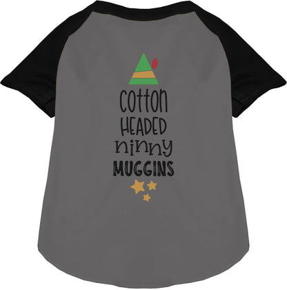 Black Cotton Headed Ninny Muggins pet raglan shirt