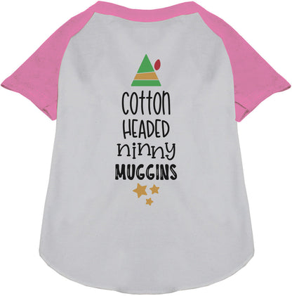 Light pink Cotton Headed Ninny Muggins pet raglan shirt