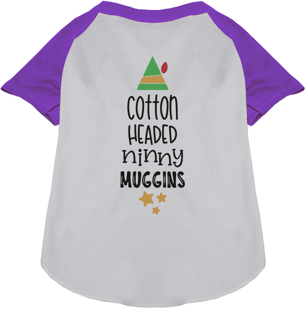 Purple Cotton Headed Ninny Muggins pet raglan shirt