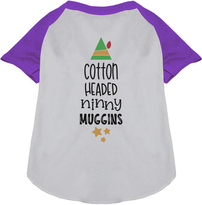 Purple Cotton Headed Ninny Muggins pet raglan shirt