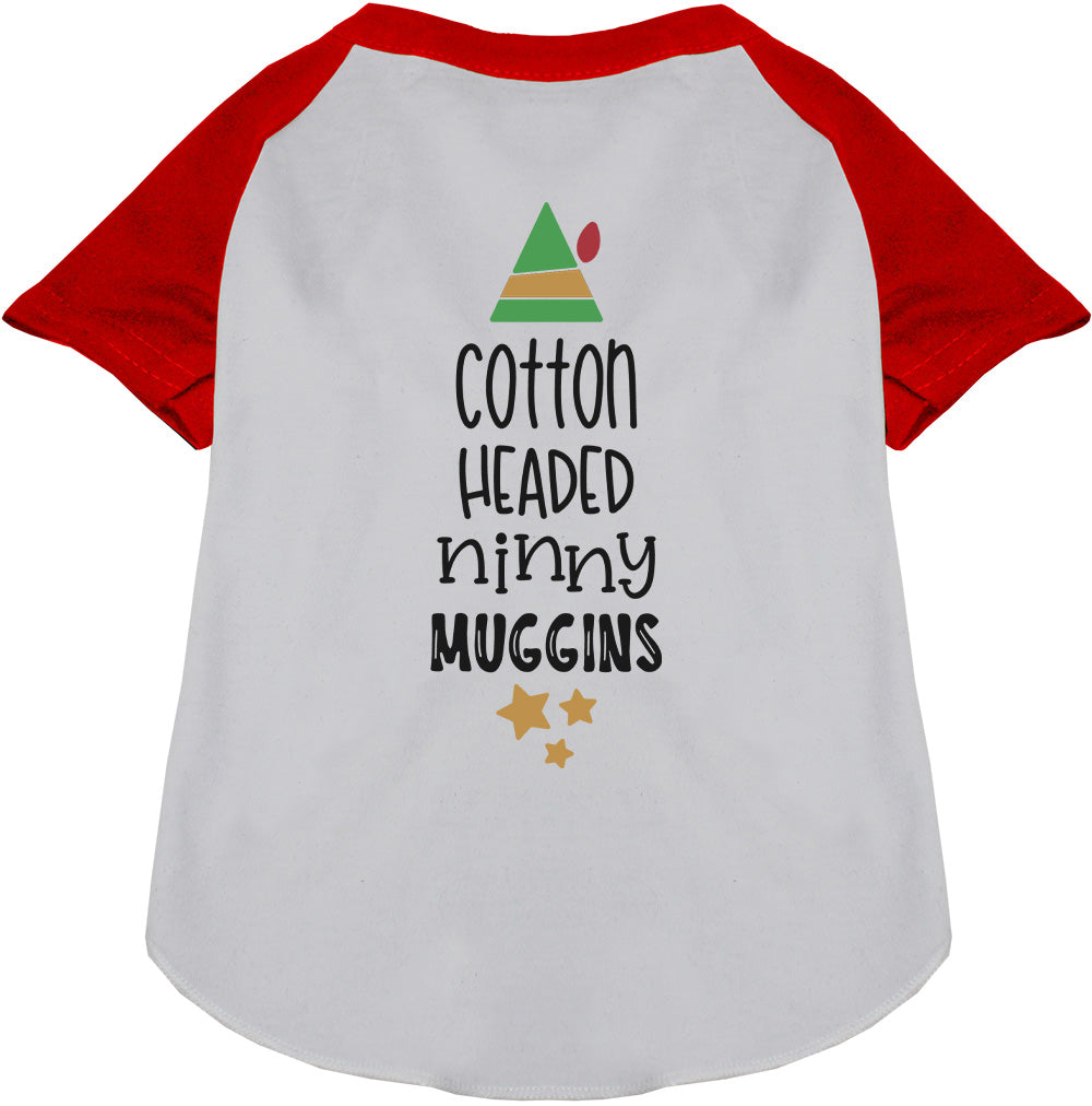 Red Cotton Headed Ninny Muggins pet raglan shirt