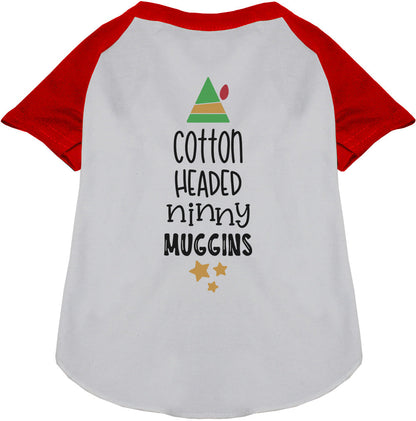 Red Cotton Headed Ninny Muggins pet raglan shirt