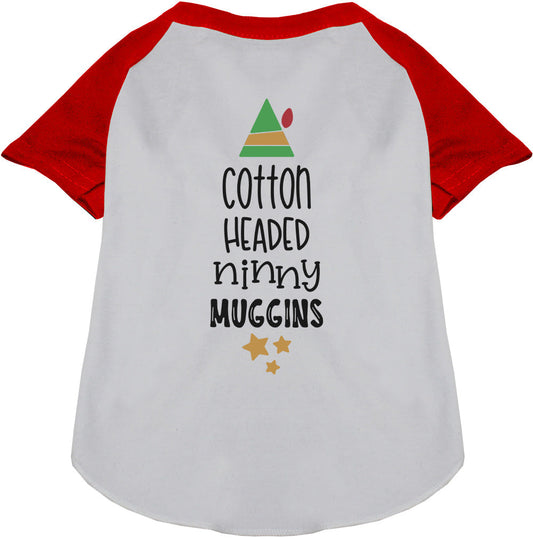 Red Cotton Headed Ninny Muggins pet raglan shirt