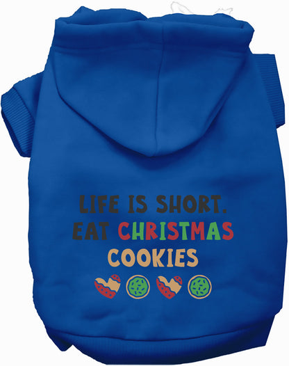 Dark blue Eat Christmas Cookies pet hoodie