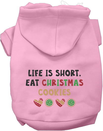 Pink Eat Christmas Cookies pet hoodie