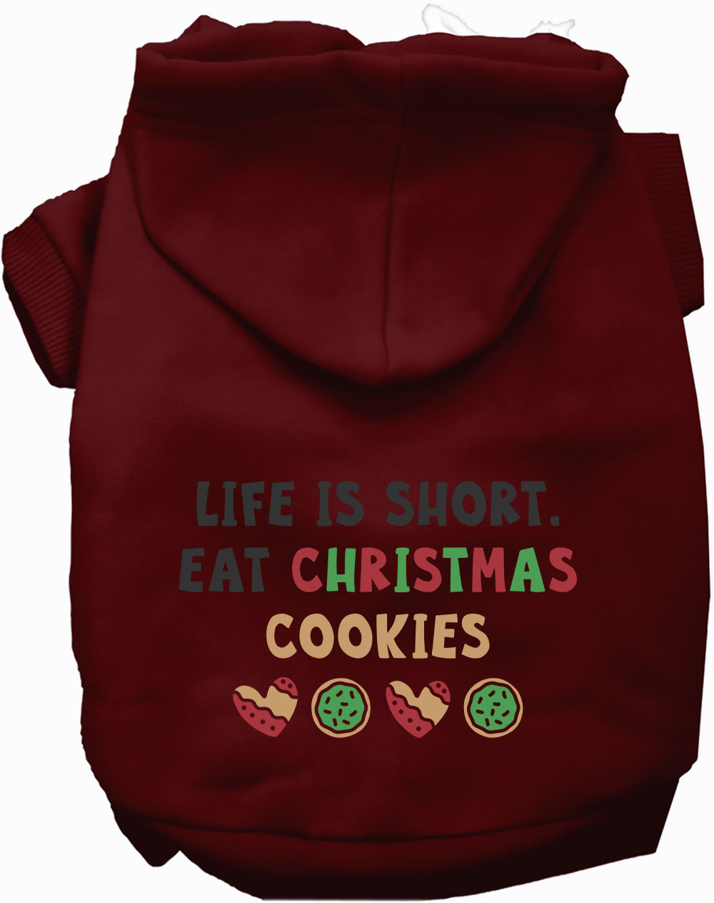 Maroon Eat Christmas Cookies pet hoodie