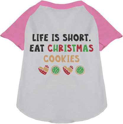 Light pink sleeve Eat Christmas Cookies pet raglan shirt