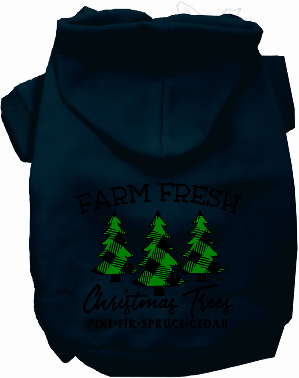 Black Farm Fresh Christmas Trees pet hoodie