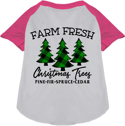 Farm Fresh Christmas Trees pink pet raglan shirt