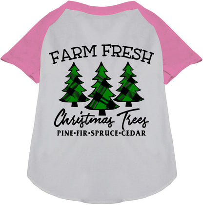 Farm Fresh Christmas Trees light pink pet raglan shirt
