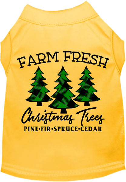 Yellow Farm Fresh Christmas Trees pet shirt