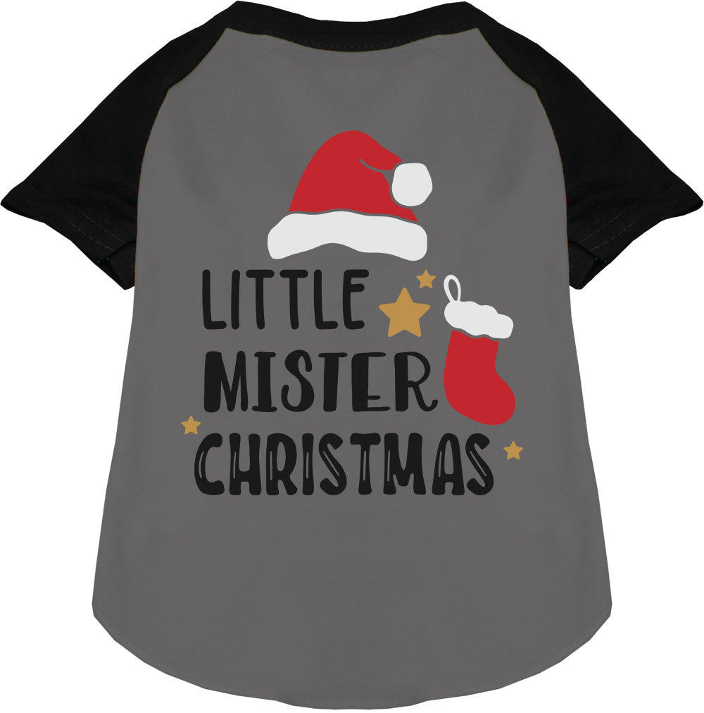 Gray Little Mister Christmas pet raglan shirt