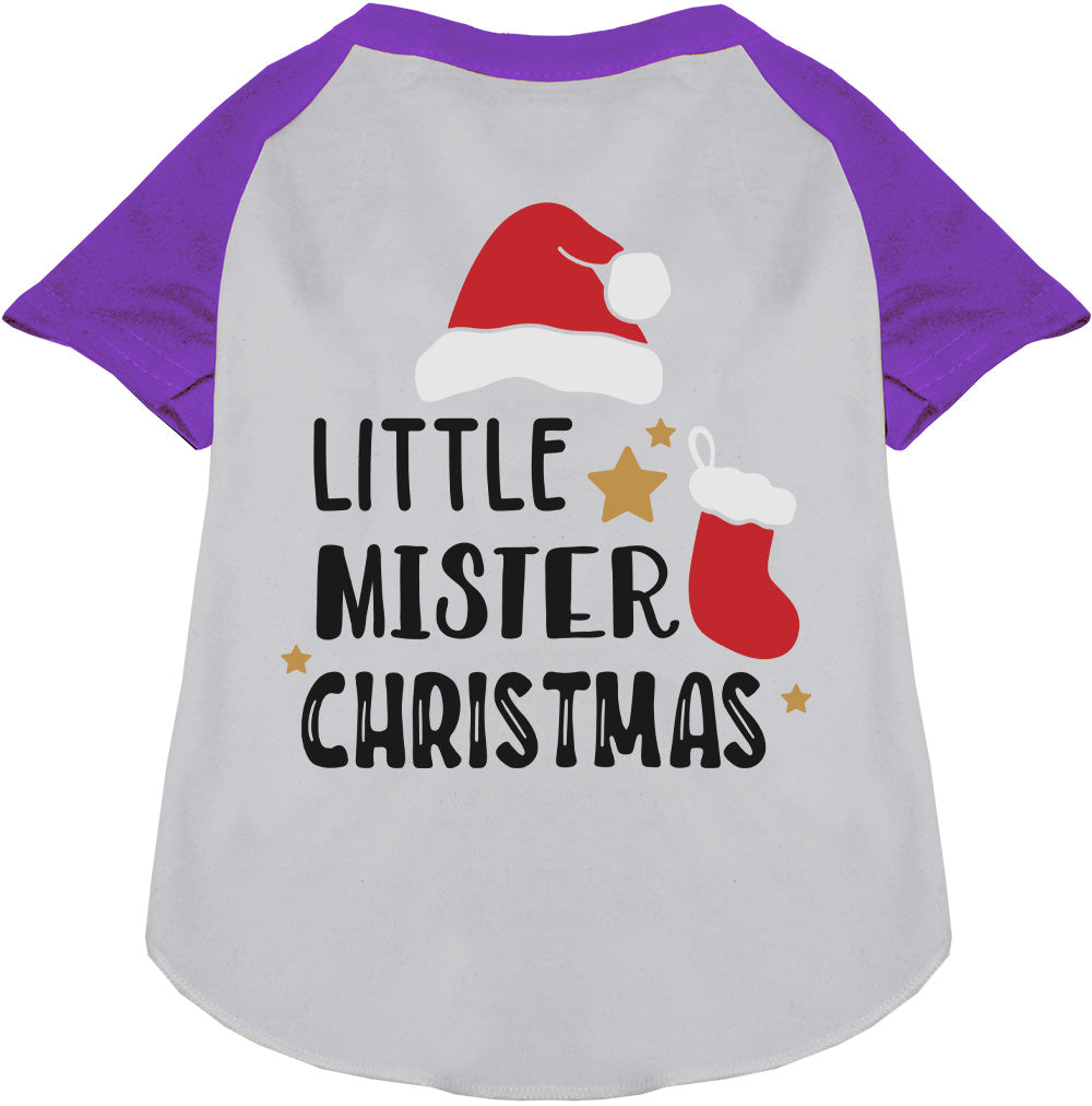 Purple Little Mister Christmas pet raglan shirt