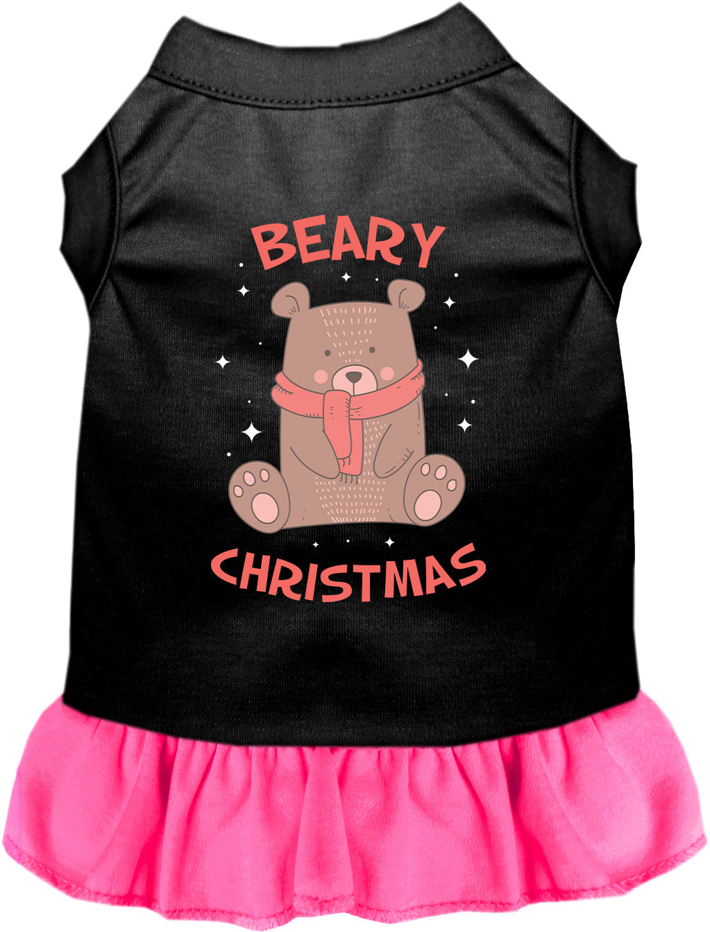 Black and pink Beary Christmas pet dress with bear design