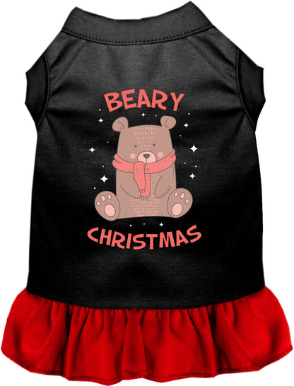 Black and red Beary Christmas pet dress with bear design