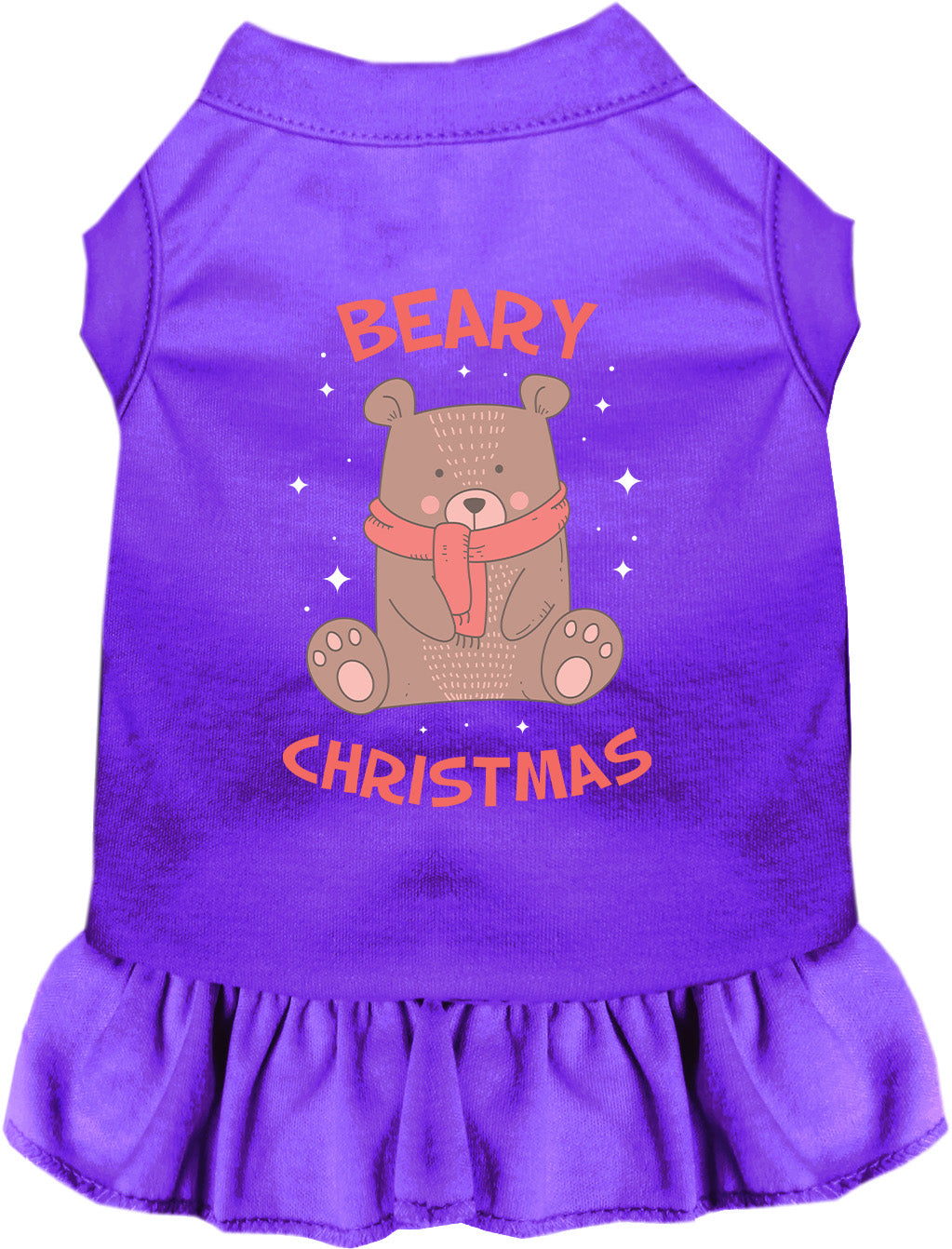 Purple Beary Christmas pet dress with bear design