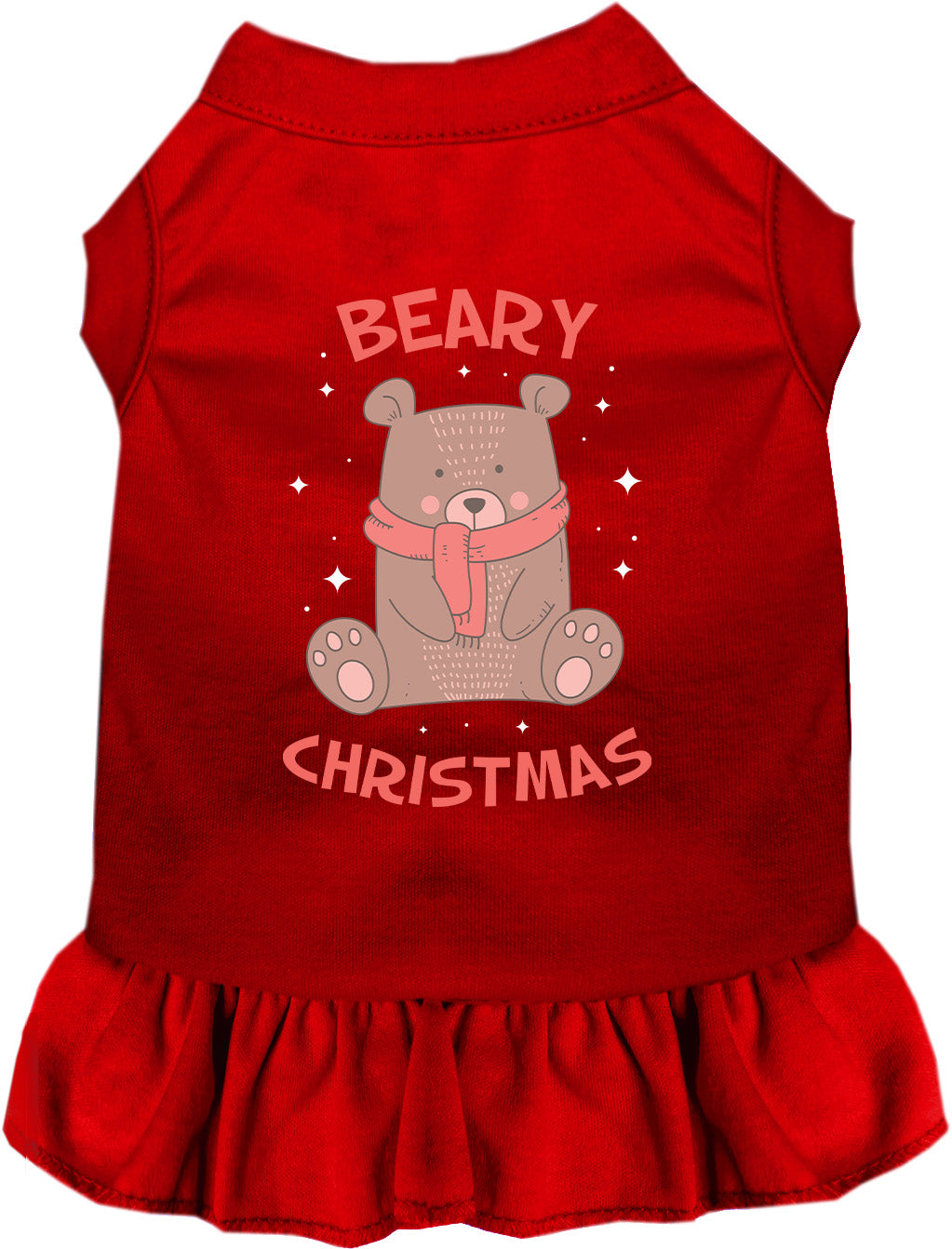 Red Beary Christmas pet dress with bear design