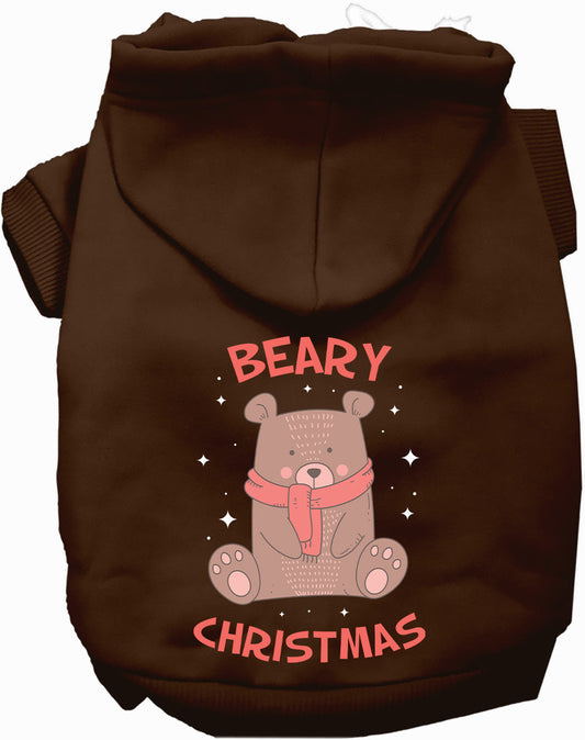Brown Beary Christmas pet hoodie with bear design