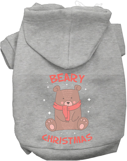 Gray Beary Christmas pet hoodie with bear design