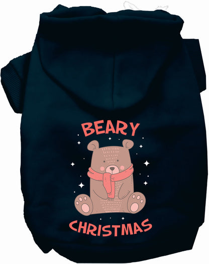 Navy Beary Christmas pet hoodie with bear design