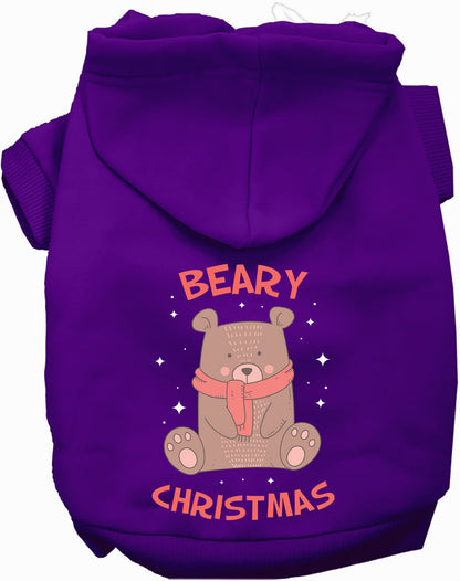 Purple Beary Christmas pet hoodie with bear design