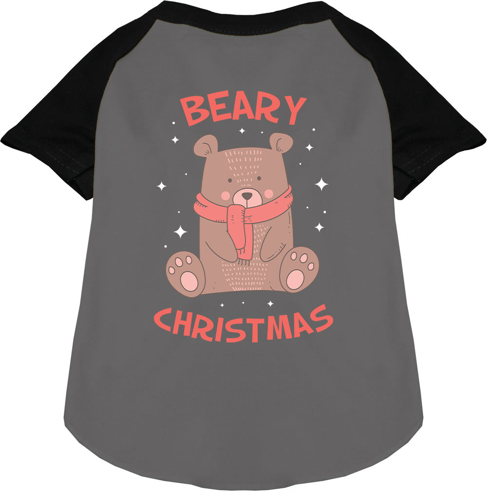Black Beary Christmas pet raglan shirt with bear design
