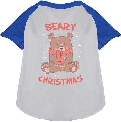 Blue Beary Christmas pet raglan shirt with bear design