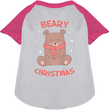 Pink Beary Christmas pet raglan shirt with bear design