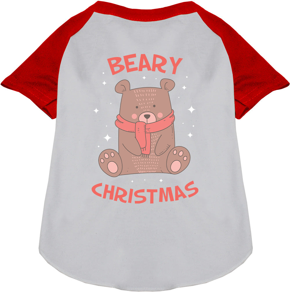 Red Beary Christmas pet raglan shirt with bear design