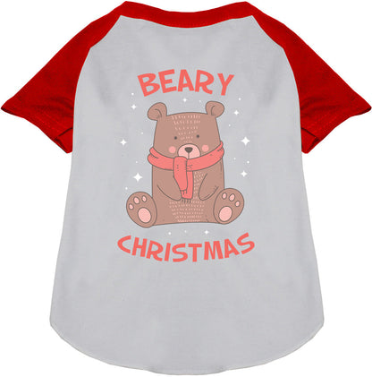 Red Beary Christmas pet raglan shirt with bear design