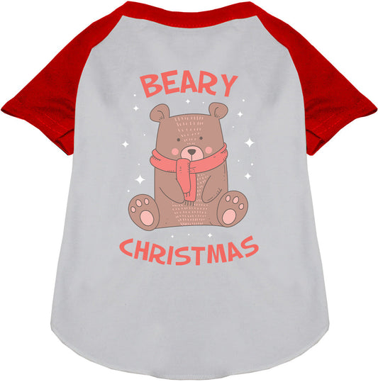 Red Beary Christmas pet raglan shirt with bear design