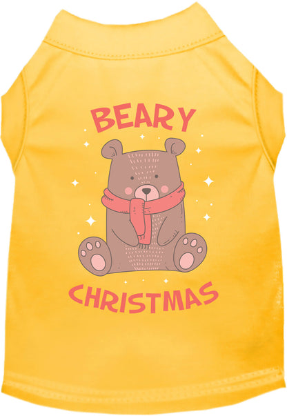 Yellow Beary Christmas pet shirt with bear design