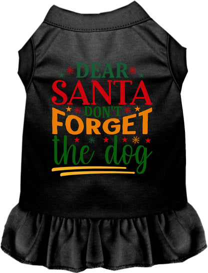 Black pet dress with 'Dear Santa Don't Forget the Dog' print